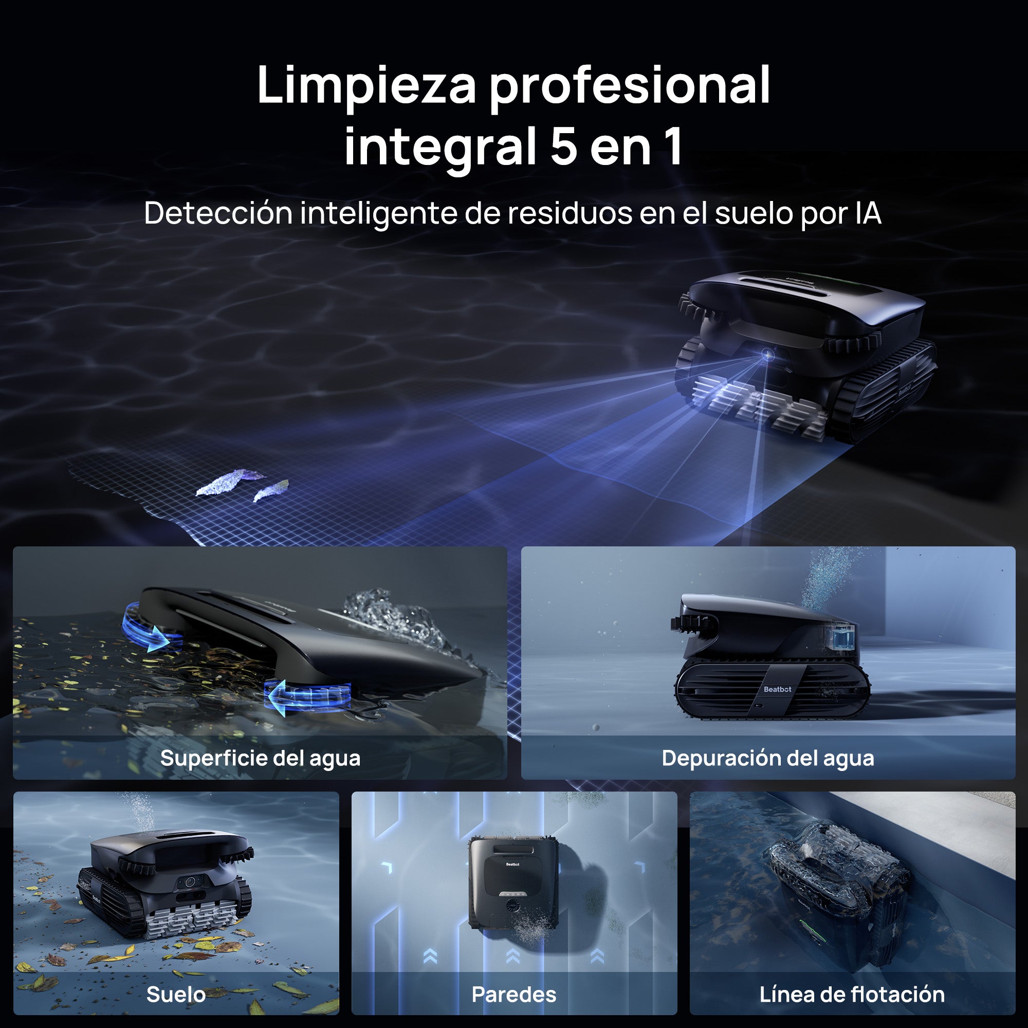 Beatbot AquaSense®️ 2 Ultra: Robot de piscina 5 en 1 con IA